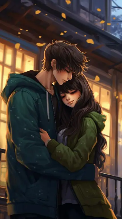 Pelukan Hangat Setelah Pertarungan Sengit Karakter anime memeluk romantis setelah pertarungan.