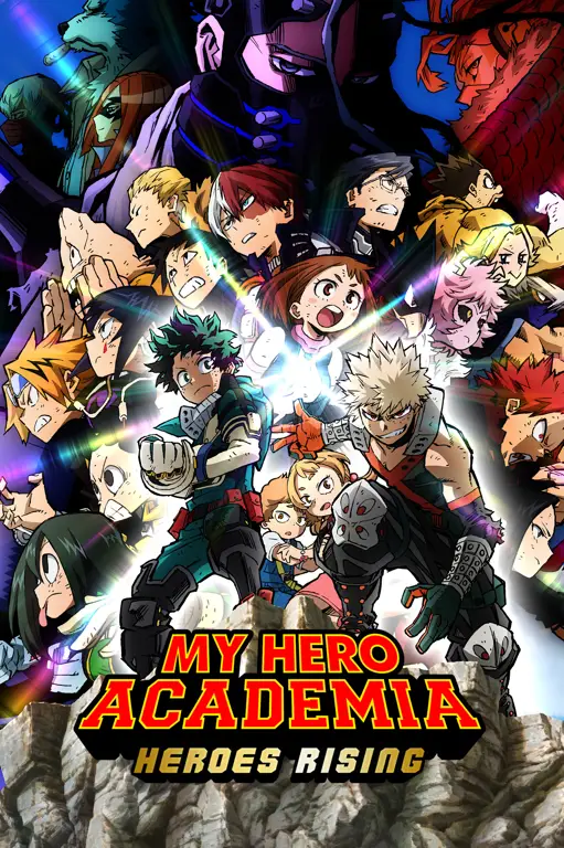 Gambar para karakter di My Hero Academia sedang beraksi