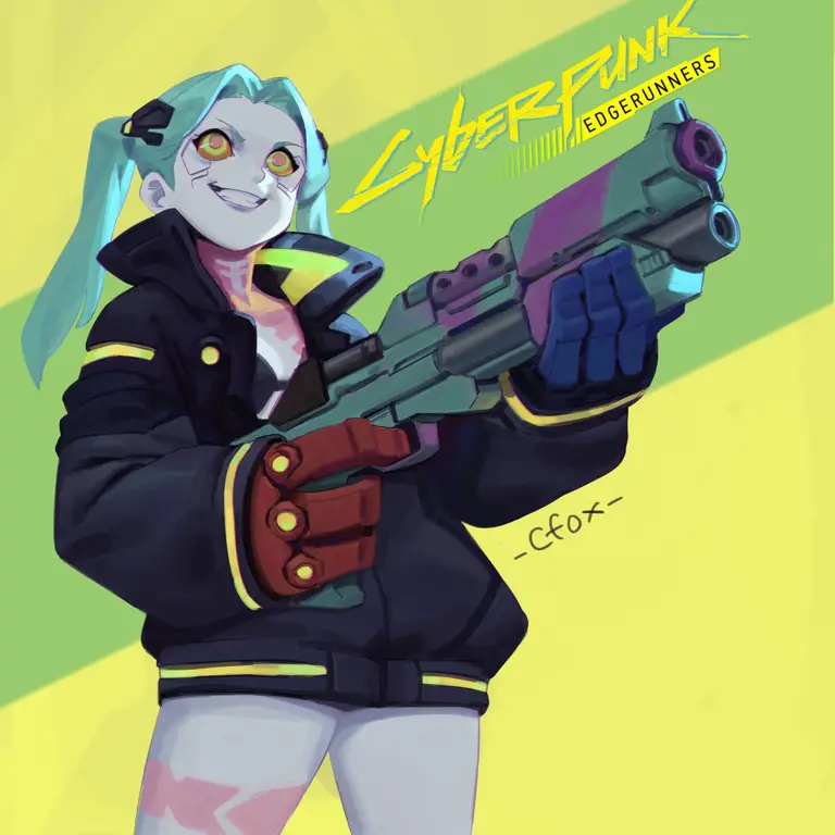 Animasi aksi dengan sentuhan cyberpunk Karakter anime cyberpunk dengan desain yang futuristik