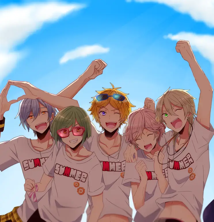 Persahabatan yang Kuat Sekelompok teman dengan gaya anime