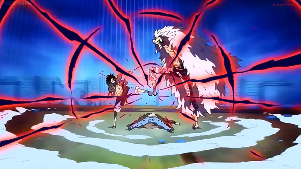 Pertempuran Sengit Antar Karakter Karakter anime sedang bertarung dengan sengit
