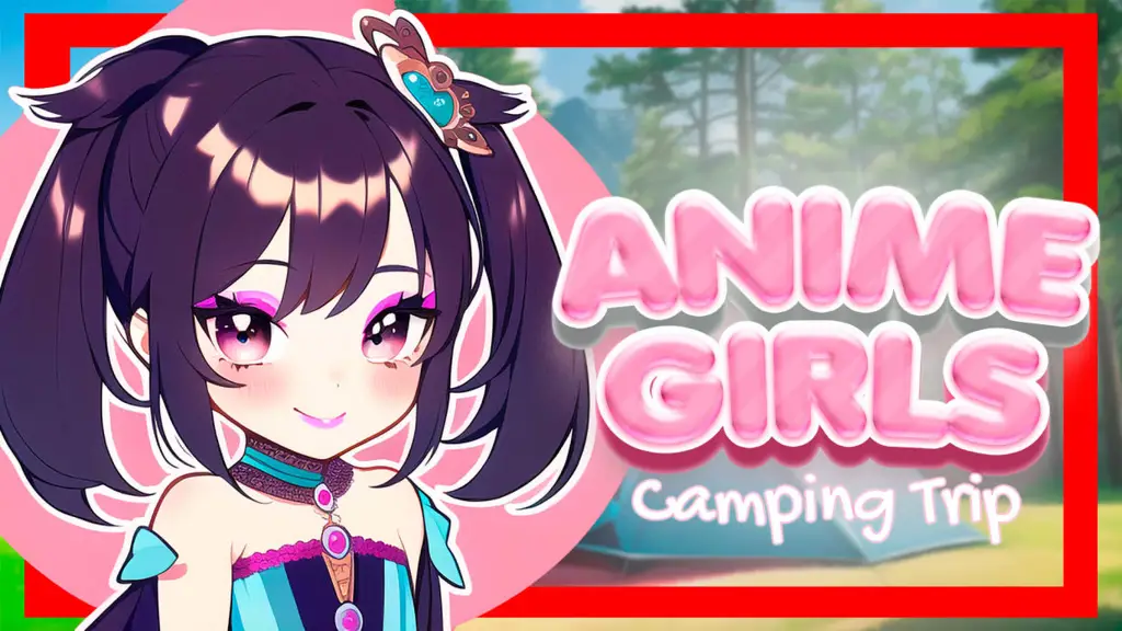 Gambar anime Yuru Camp dengan para siswi yang sedang berkemah.
